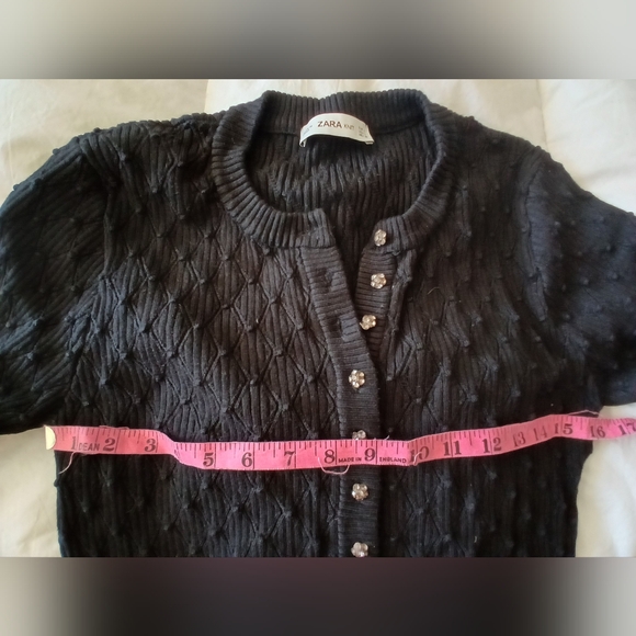 New-Zara Women's Black Crystal Button Up Pattern Cardigan - Picture 5 of 7